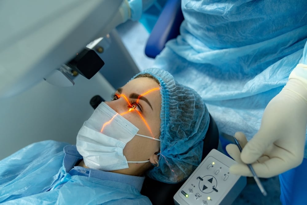 A patient getting a laser correction for their eyes